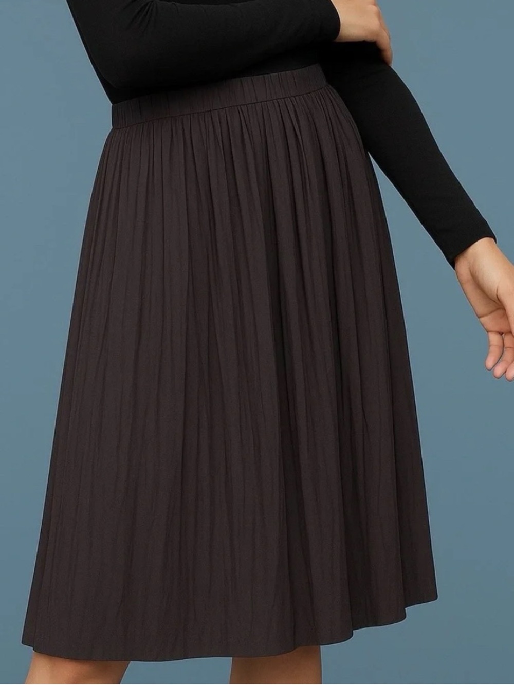 WILFRED ARITZIA Borjes Skirt in Chalet Gray Brown Pleated Knee Length XXS